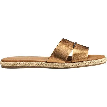Aerosoles Women's Back Drop Flat Sandal Bronze Metallic Slip on Slide Mule