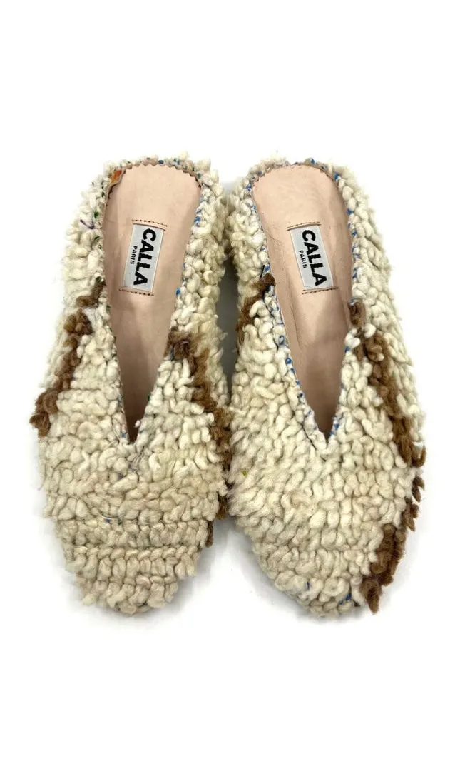 Aili Babouche “Tatooine” Mules In Cream & Brown (Size 39)