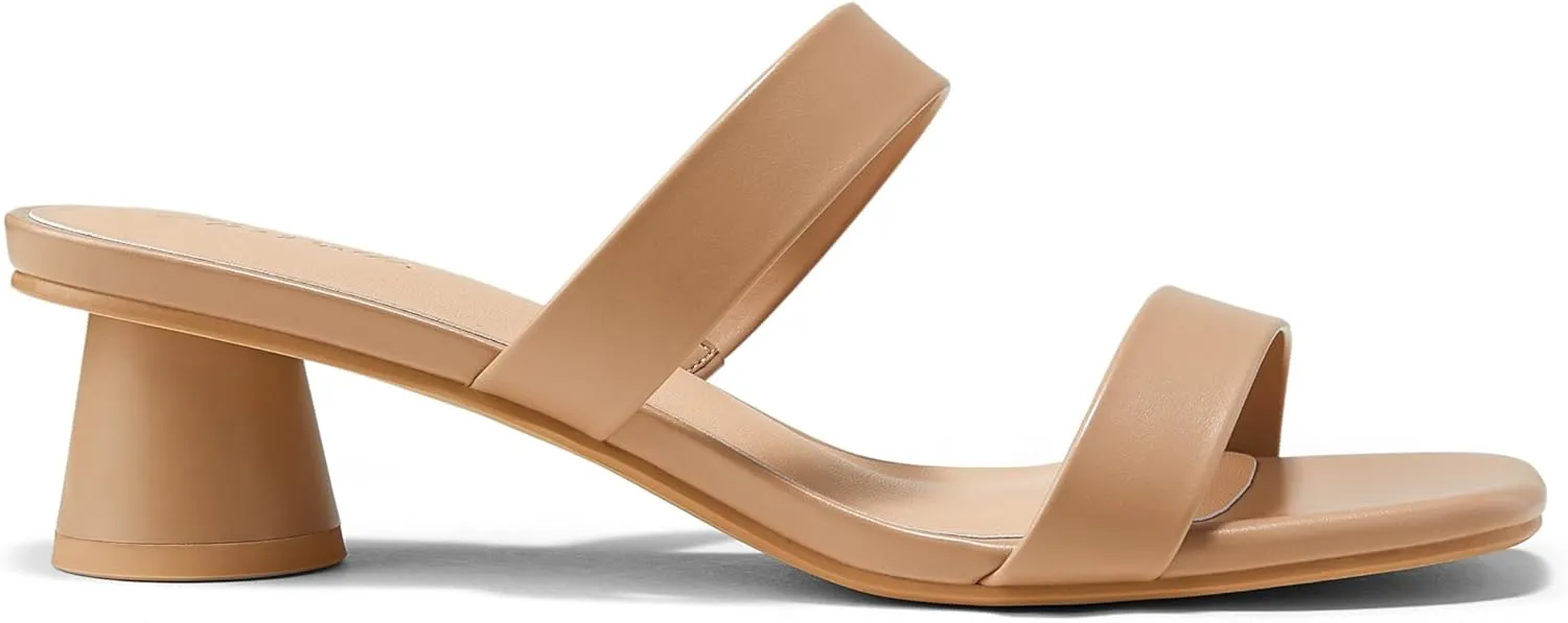 Arromic Low Heels for Women Square Open Toe Chunky Heels Comfortable Two Strap Heeled Sandals for Women Summer Dress Shoes