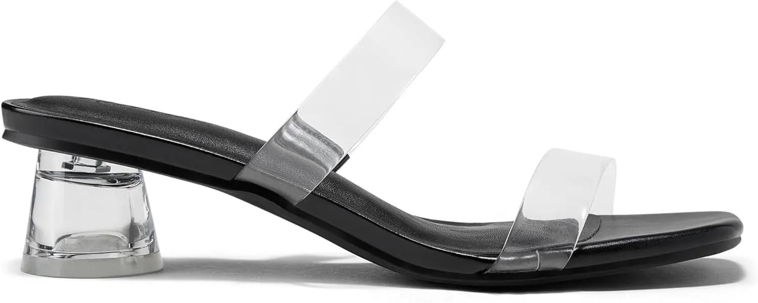 Arromic Low Heels for Women Square Open Toe Chunky Heels Comfortable Two Strap Heeled Sandals for Women Summer Dress Shoes