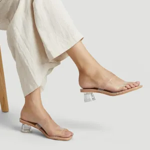 Arromic Low Heels for Women Square Open Toe Chunky Heels Comfortable Two Strap Heeled Sandals for Women Summer Dress Shoes
