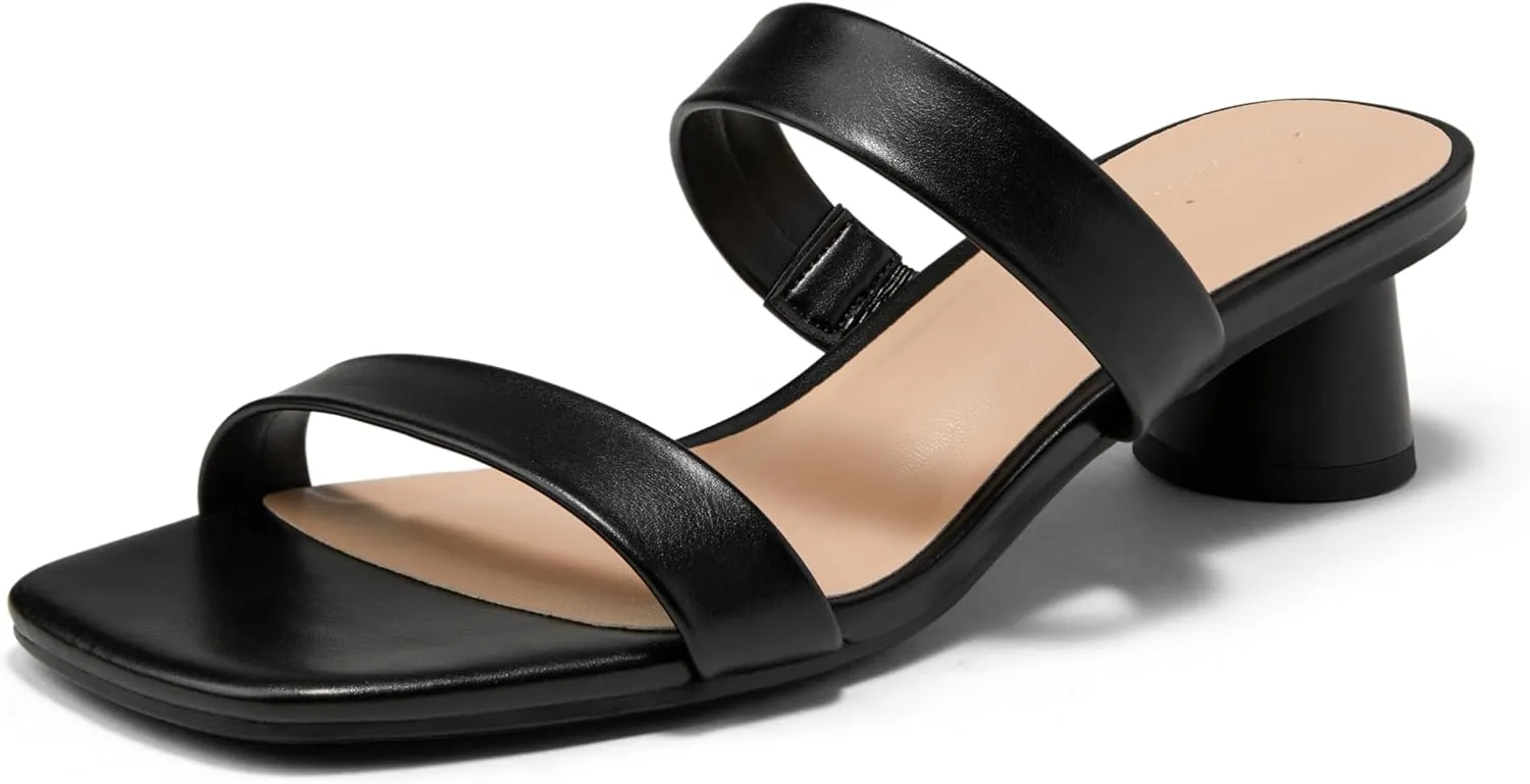Arromic Low Heels for Women Square Open Toe Chunky Heels Comfortable Two Strap Heeled Sandals for Women Summer Dress Shoes