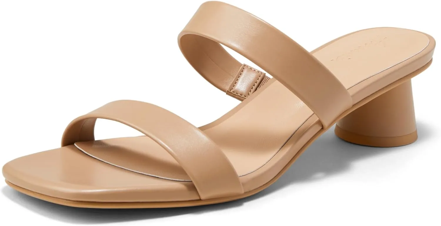 Arromic Low Heels for Women Square Open Toe Chunky Heels Comfortable Two Strap Heeled Sandals for Women Summer Dress Shoes
