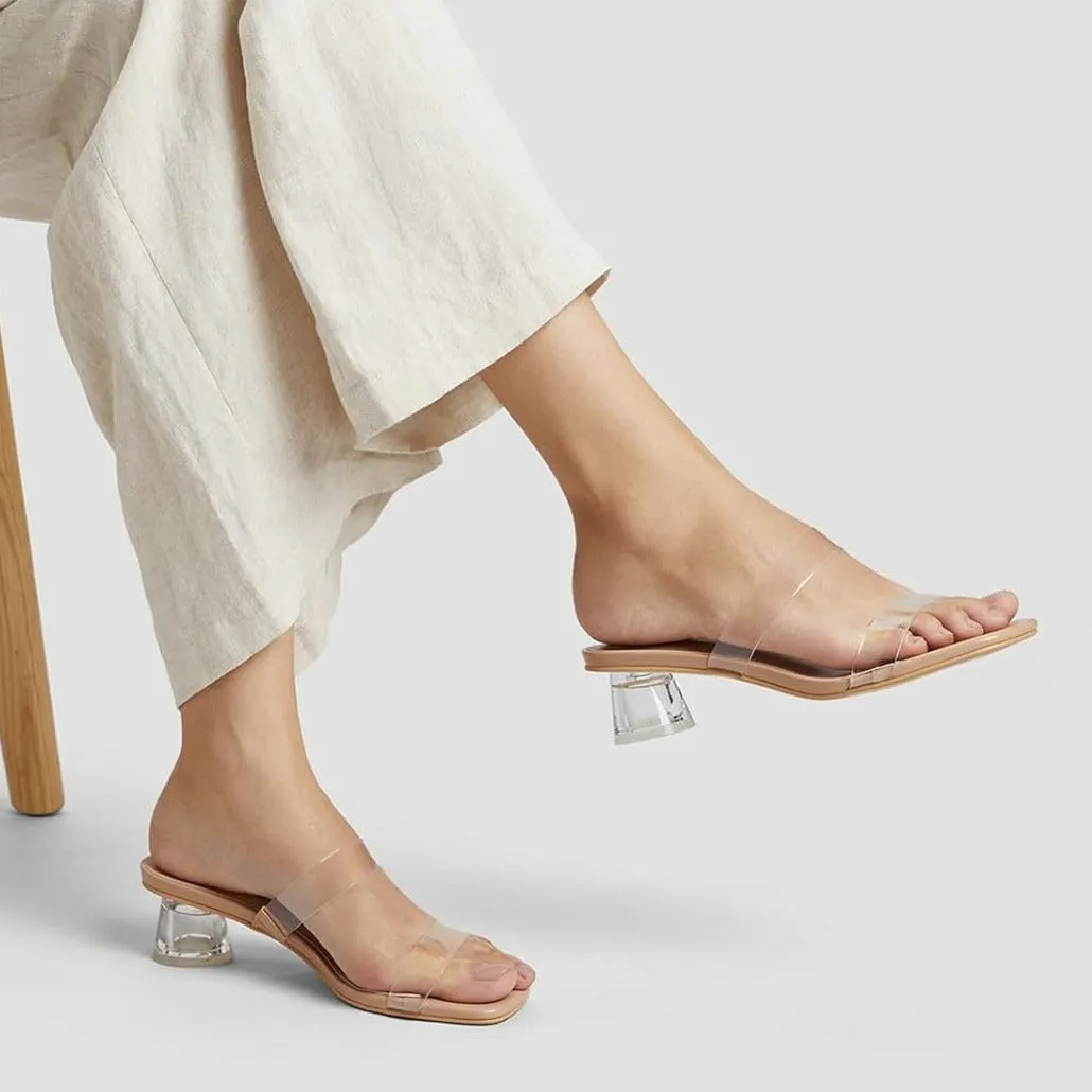 Arromic Low Heels for Women Square Open Toe Chunky Heels Comfortable Two Strap Heeled Sandals for Women Summer Dress Shoes