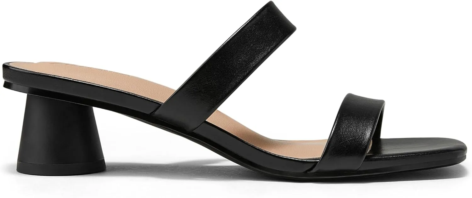 Arromic Low Heels for Women Square Open Toe Chunky Heels Comfortable Two Strap Heeled Sandals for Women Summer Dress Shoes