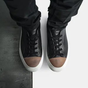 Black & Brown Leather  Lace Up BlancWalk Sneakers  With White Sole - Summer 2024 Collection