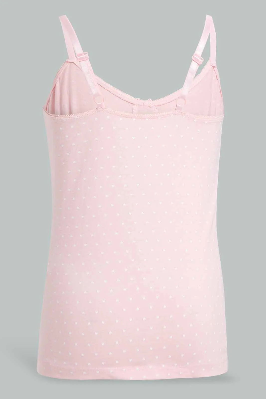 Black And Pink Heart Print Vest Set For Senior Girls (Pack of 2)