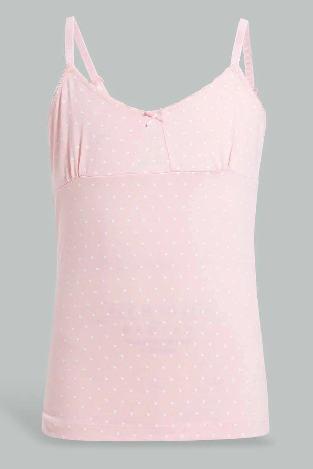 Black And Pink Heart Print Vest Set For Senior Girls (Pack of 2)