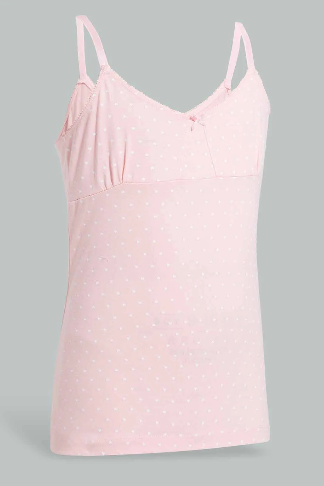 Black And Pink Heart Print Vest Set For Senior Girls (Pack of 2)