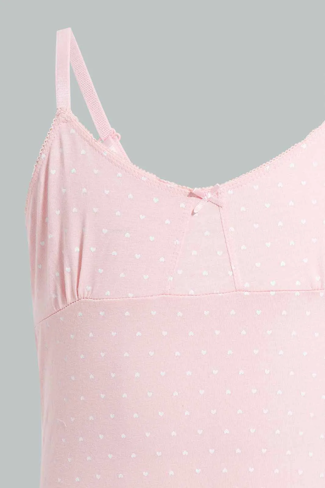 Black And Pink Heart Print Vest Set For Senior Girls (Pack of 2)