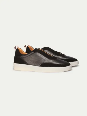 Black Leather and Suede Astrid Lace Up Sneakers - AW24