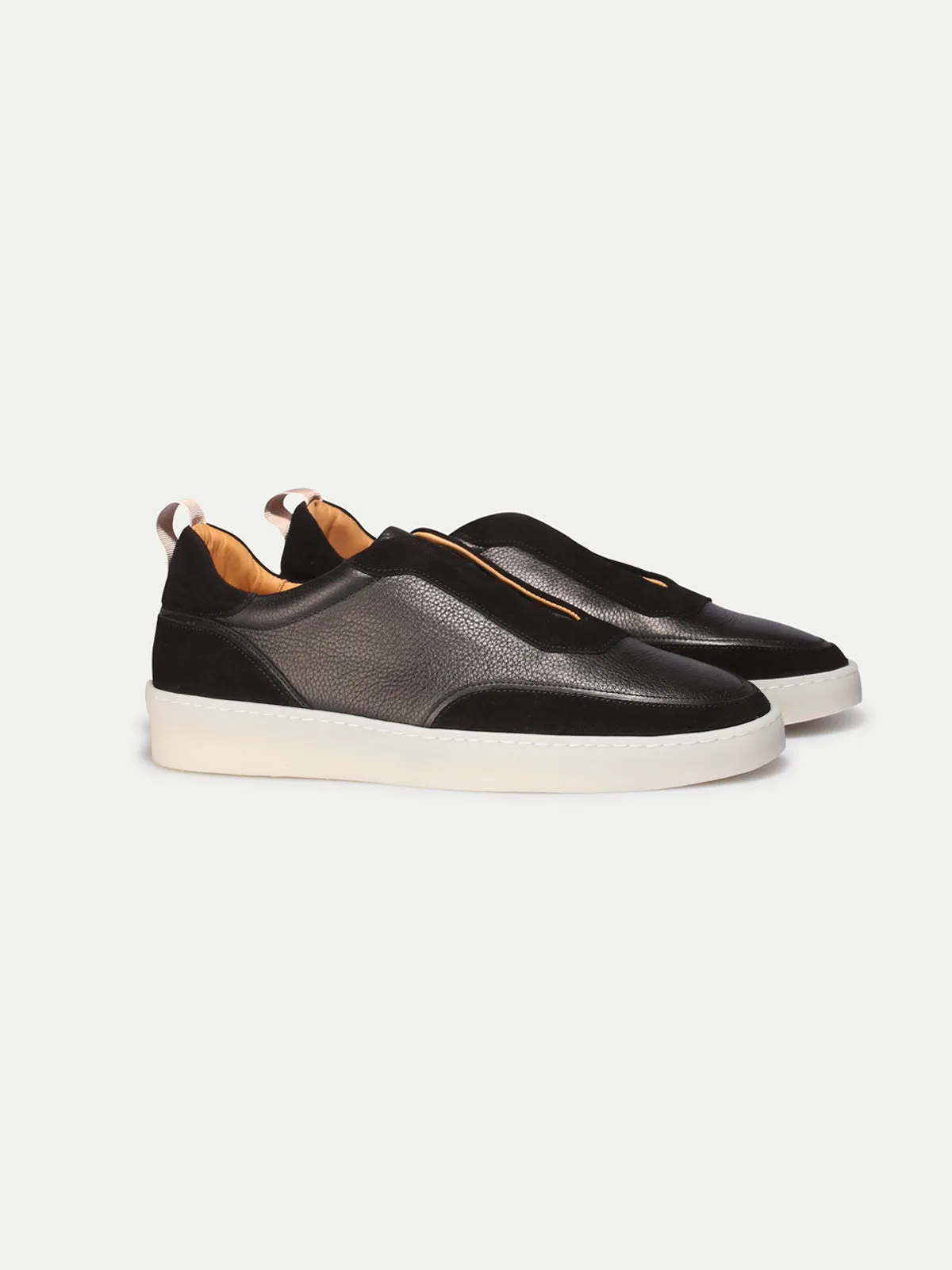 Black Leather and Suede Astrid Lace Up Sneakers - AW24