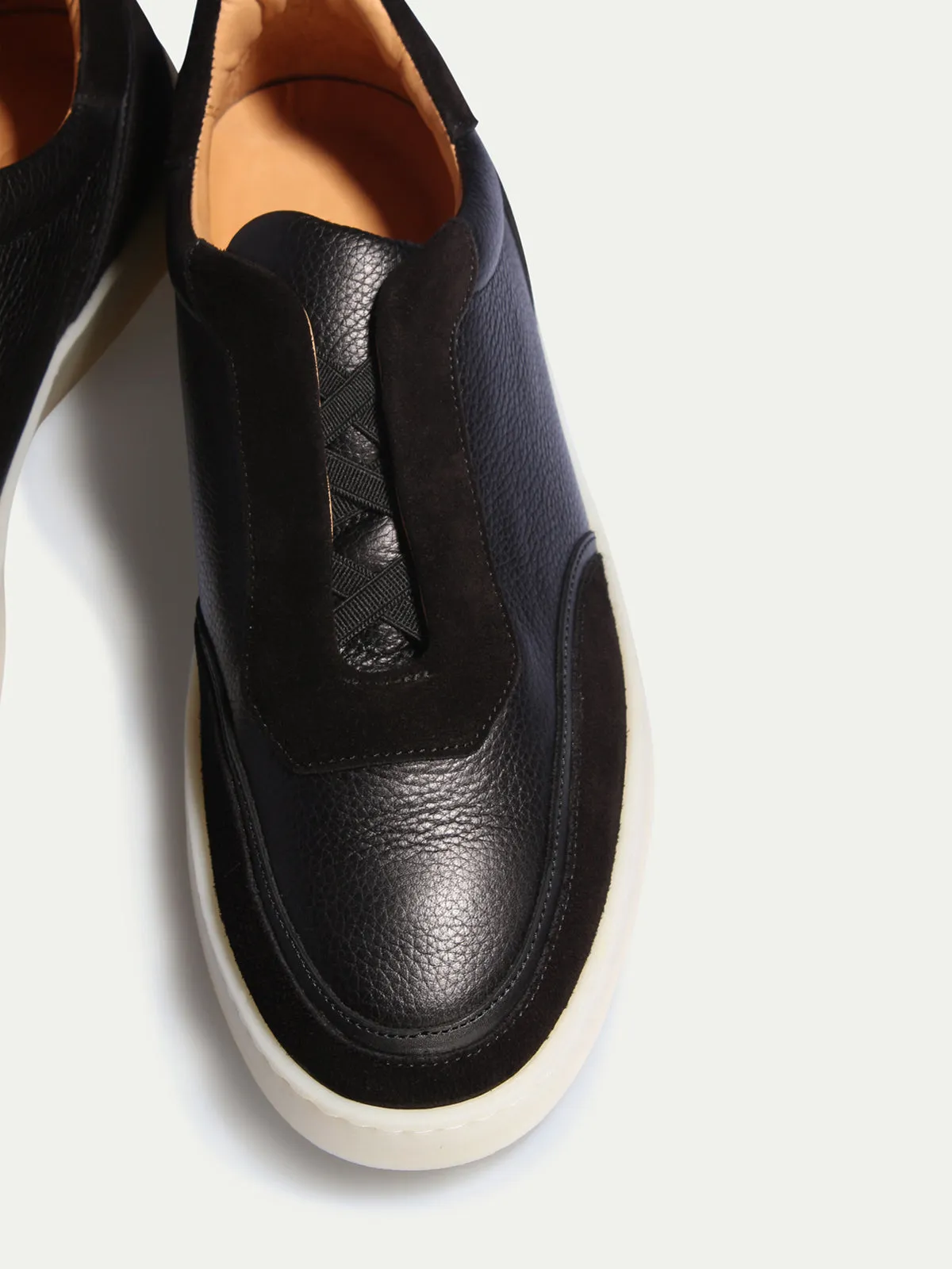 Black Leather and Suede Astrid Lace Up Sneakers - AW24