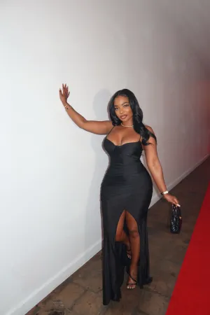 Black sash dress