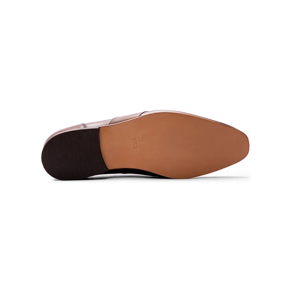 Brown Saddle Loafers With Apron Detail
