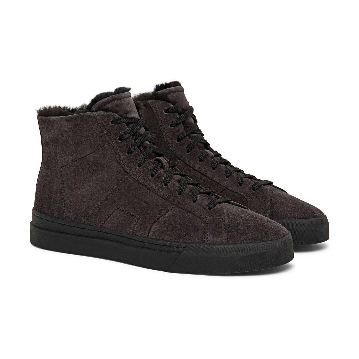 Brown Suede Wolfton Lace Fleece Lined Up High Top Sneakers - AW24