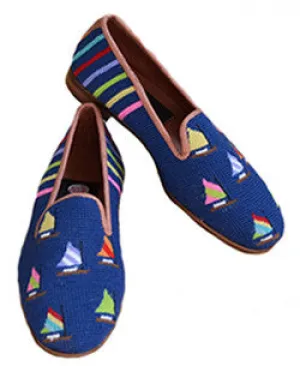 By Paige Nautical Needlepoint Loafer Collection Nantucket Fleet of Sails