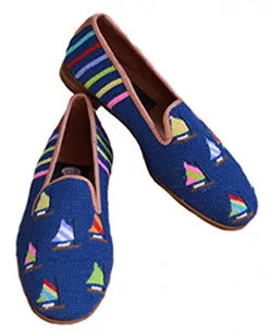 By Paige Nautical Needlepoint Loafer Collection Nantucket Fleet of Sails