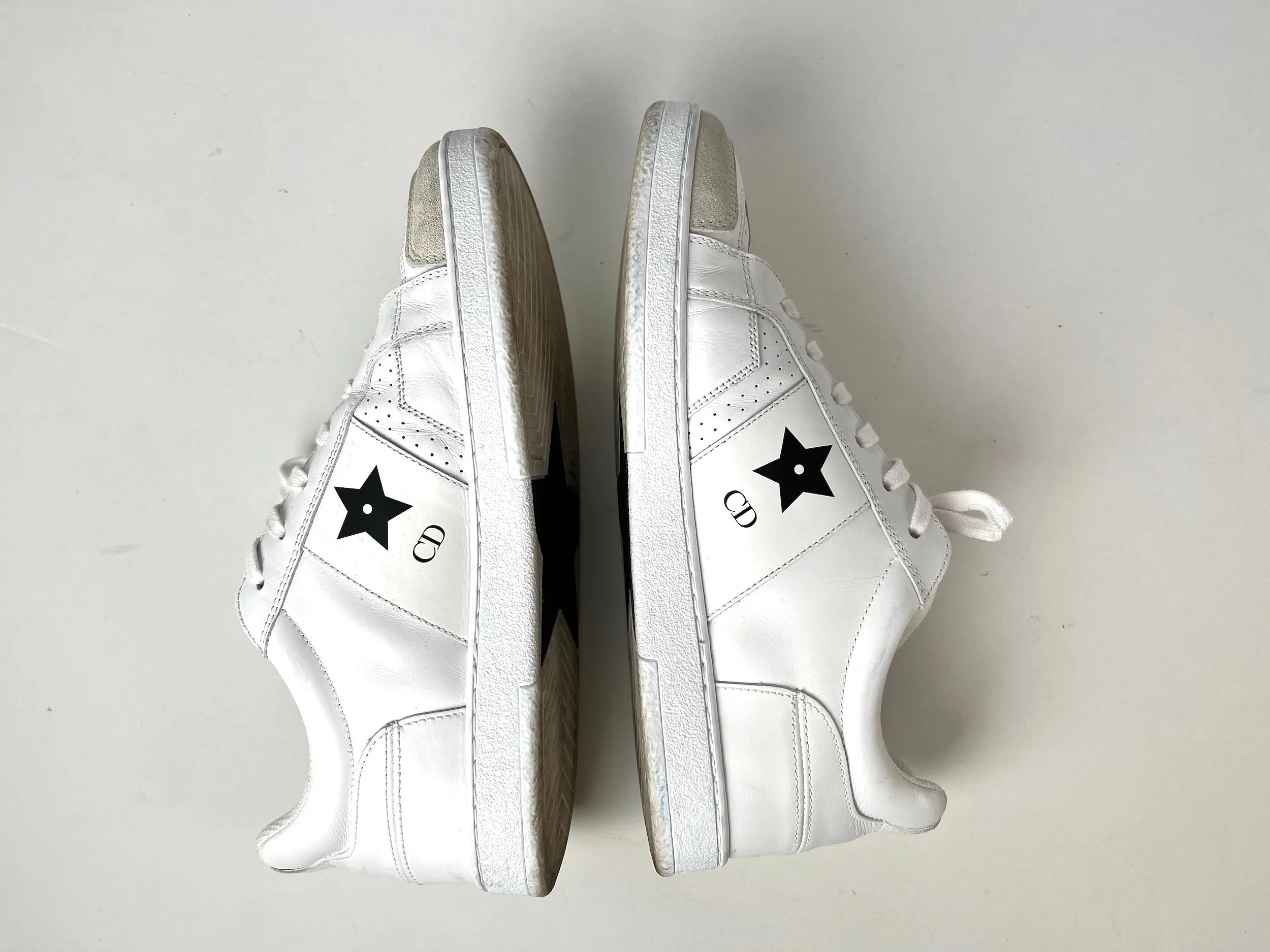 CHRISTIAN DIOR Star White Black Leather Sneakers 37 6.5
