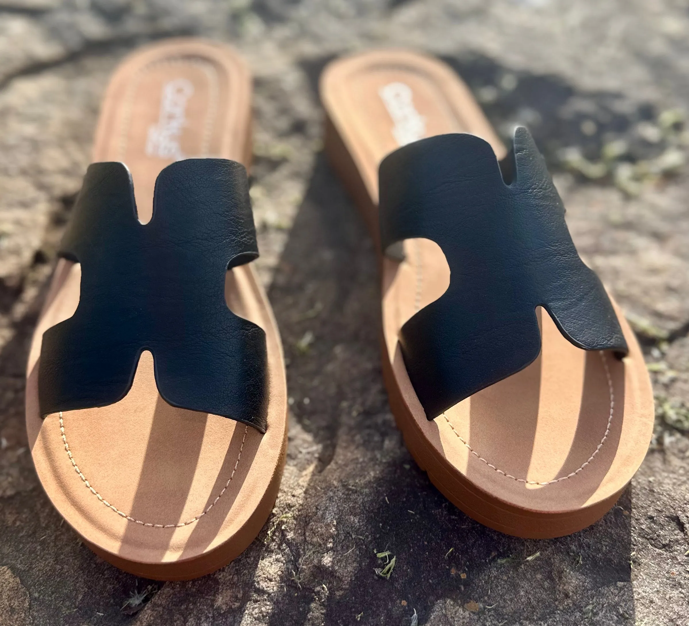 Corkys "Hold Please" Sandals in Black Smooth