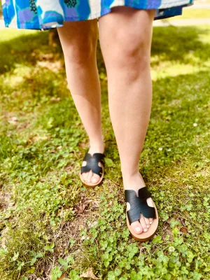Corkys "Hold Please" Sandals in Black Smooth