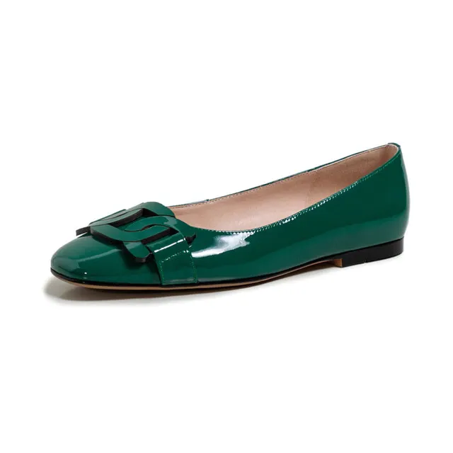 Eliana Women's Patent Leather Flat Black Shoes