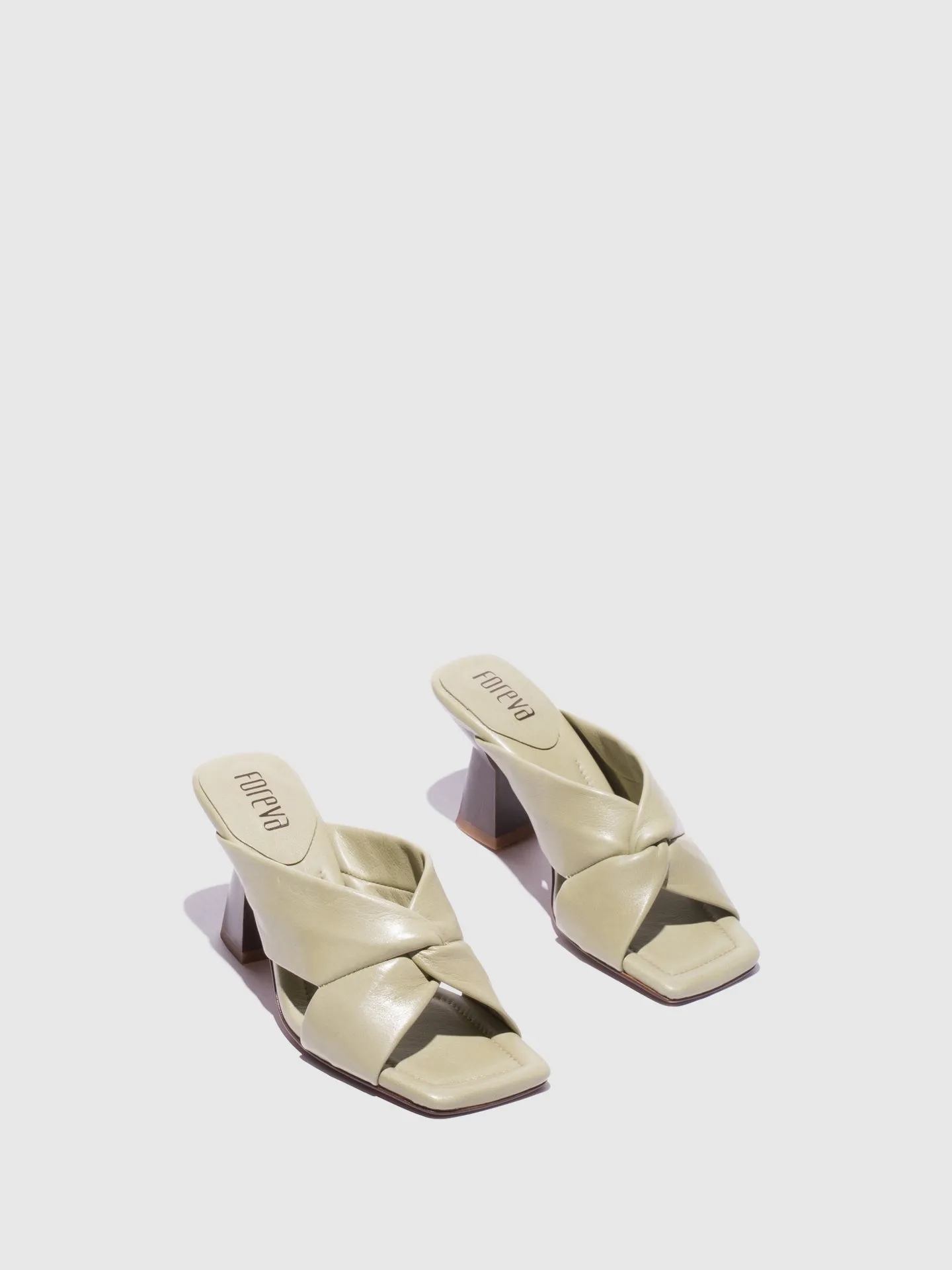 Green Chunky Heel Mules
