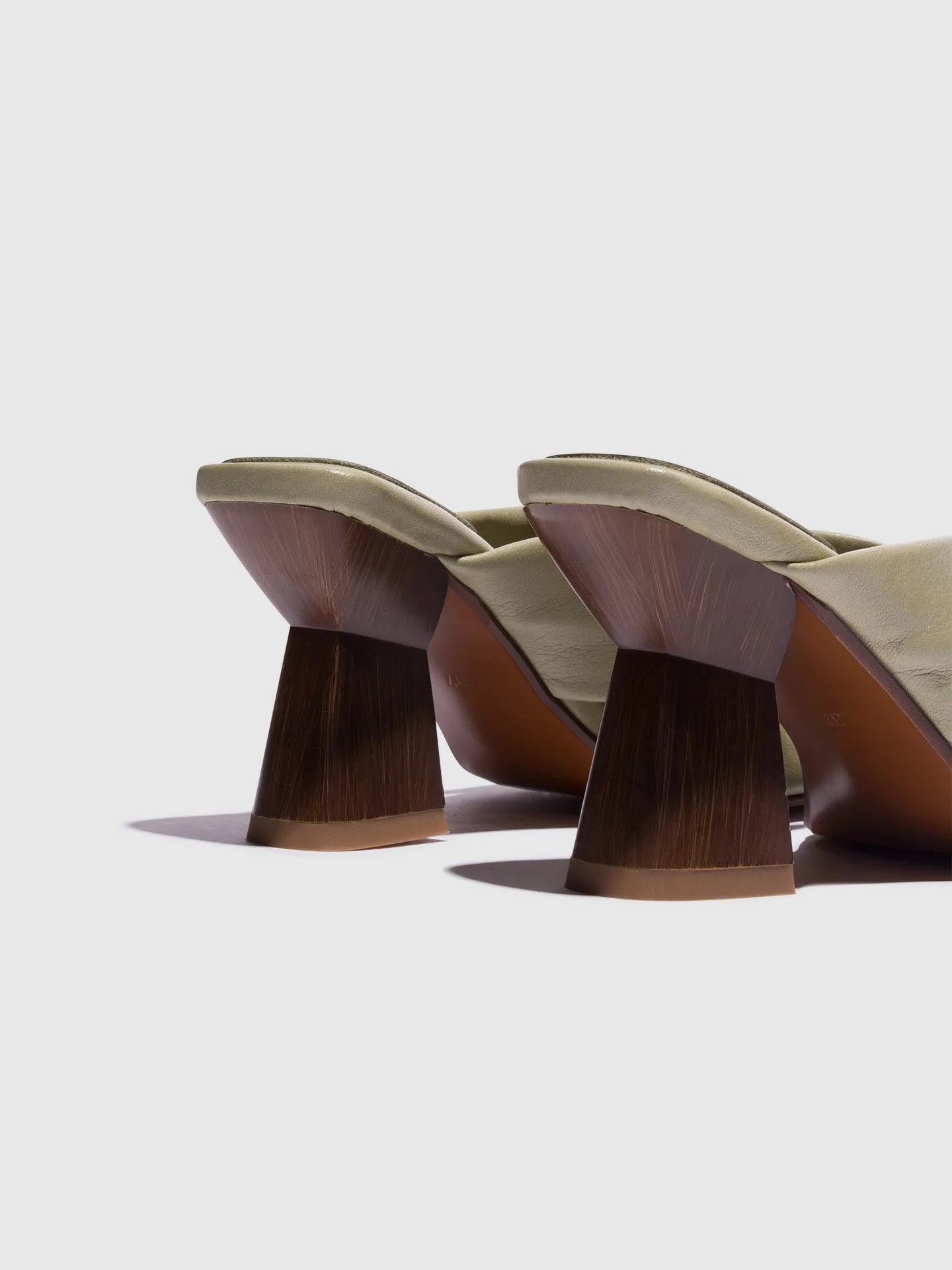 Green Chunky Heel Mules