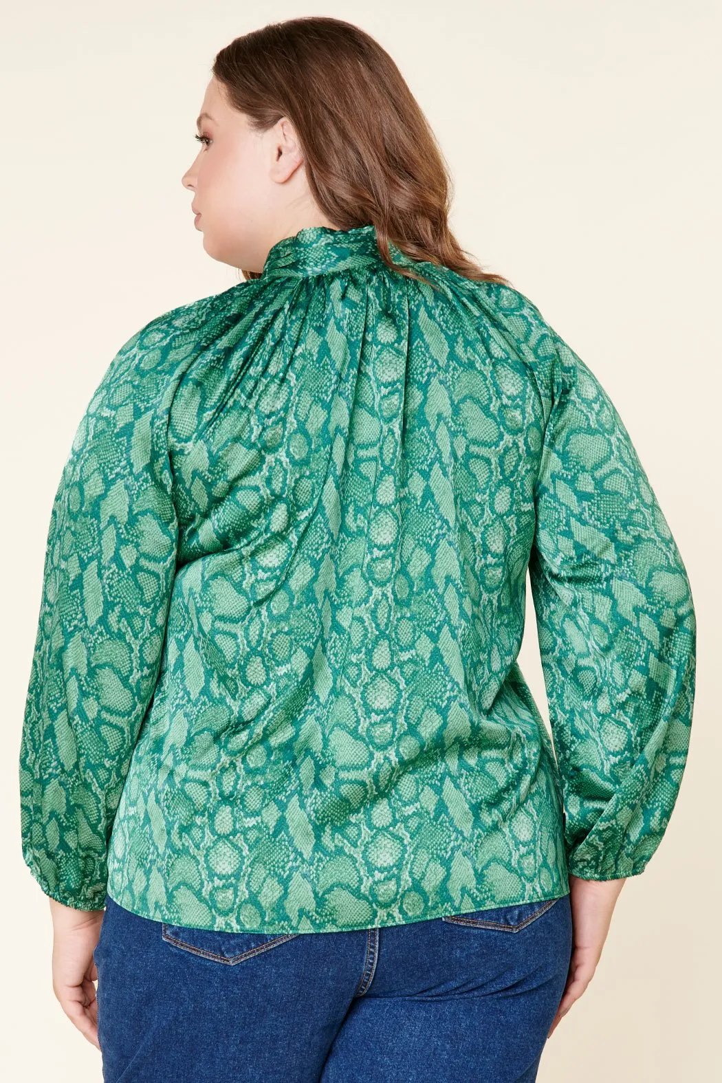 Gwendolyn Snake Mock Neck Blouse Curve