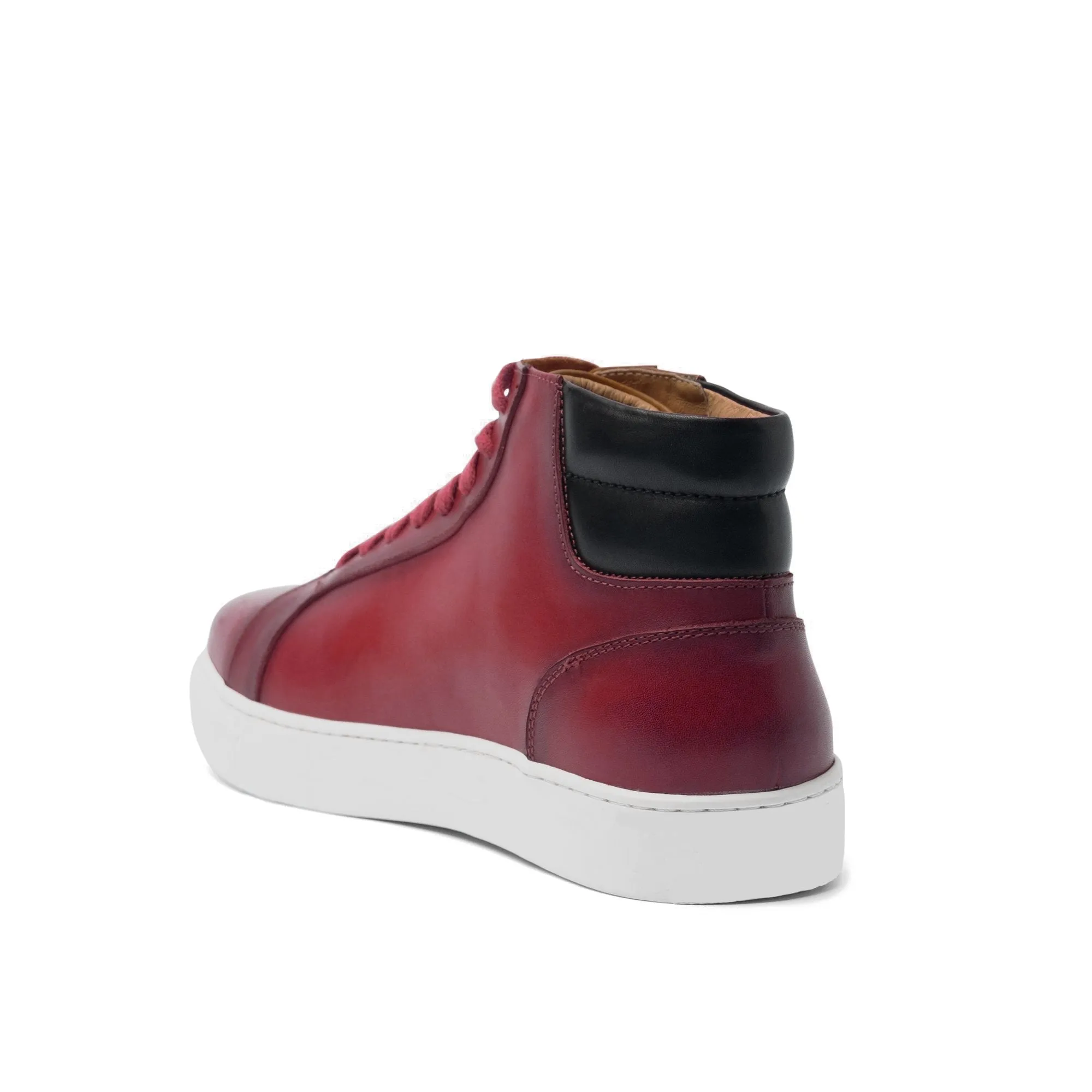 Height Increasing Cherry Red Leather Angus Sneaker Boots