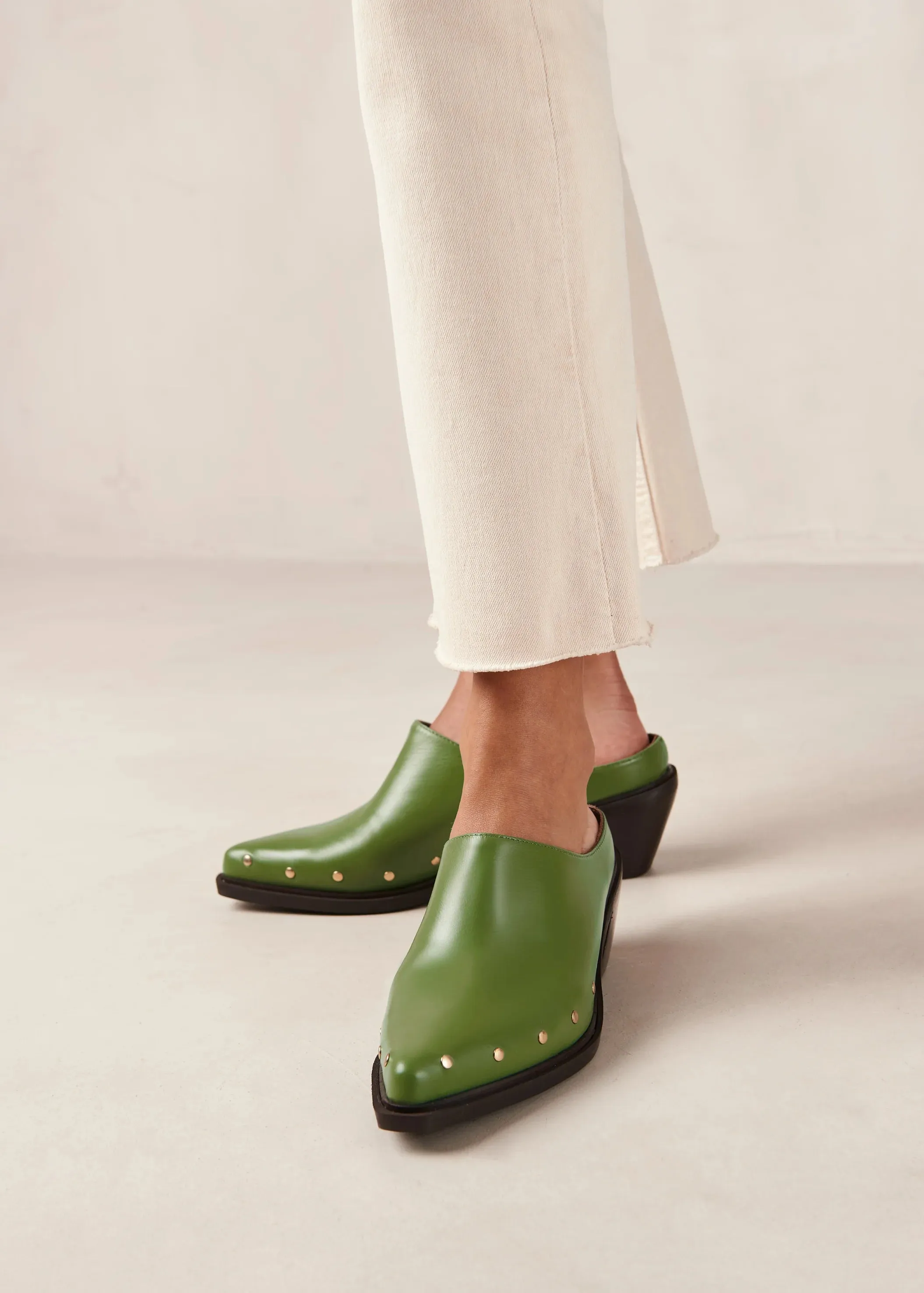 Lorenzo Evergreen Leather Mules