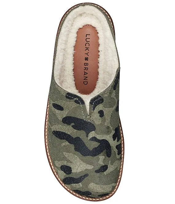 Lucky Brand Tamala 2 Camouflage Comfortable House Slipper Fur Lined Mule Sandals
