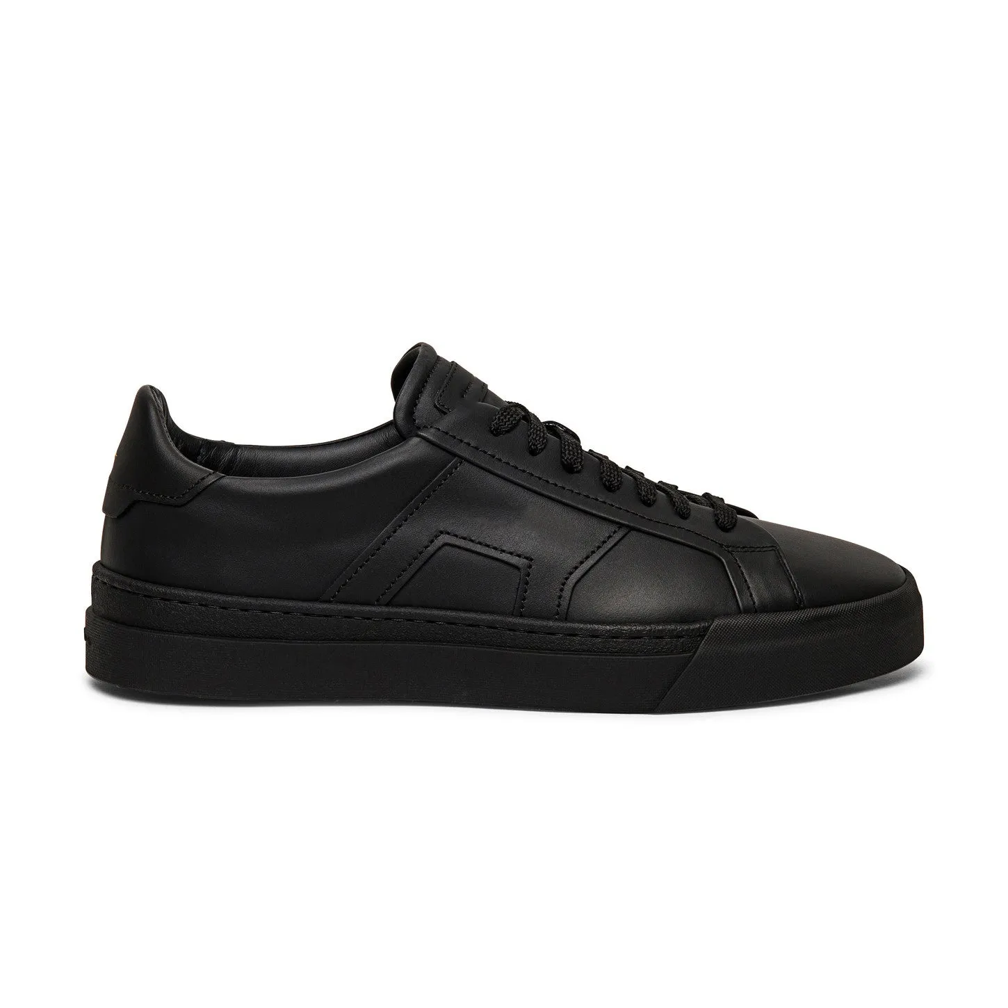 Matte Black Leather Amelie Lace Up Sneakers - AW24