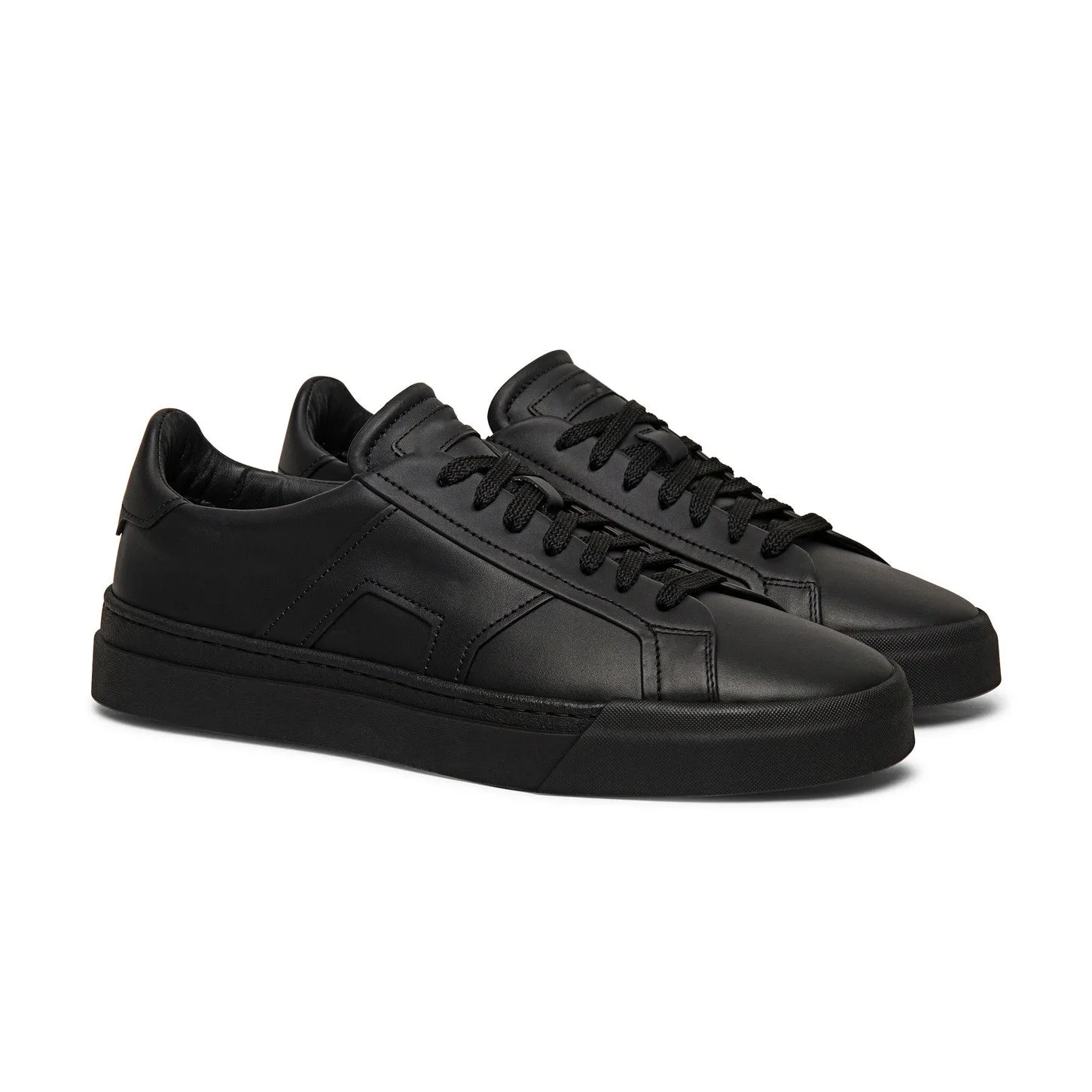 Matte Black Leather Amelie Lace Up Sneakers - AW24