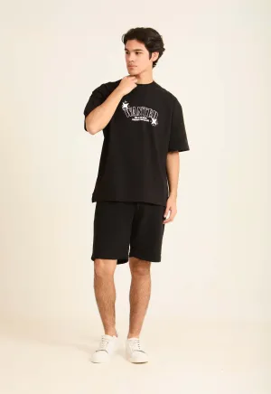 Men Shorts Regular fit Sweatshort Cotton Black