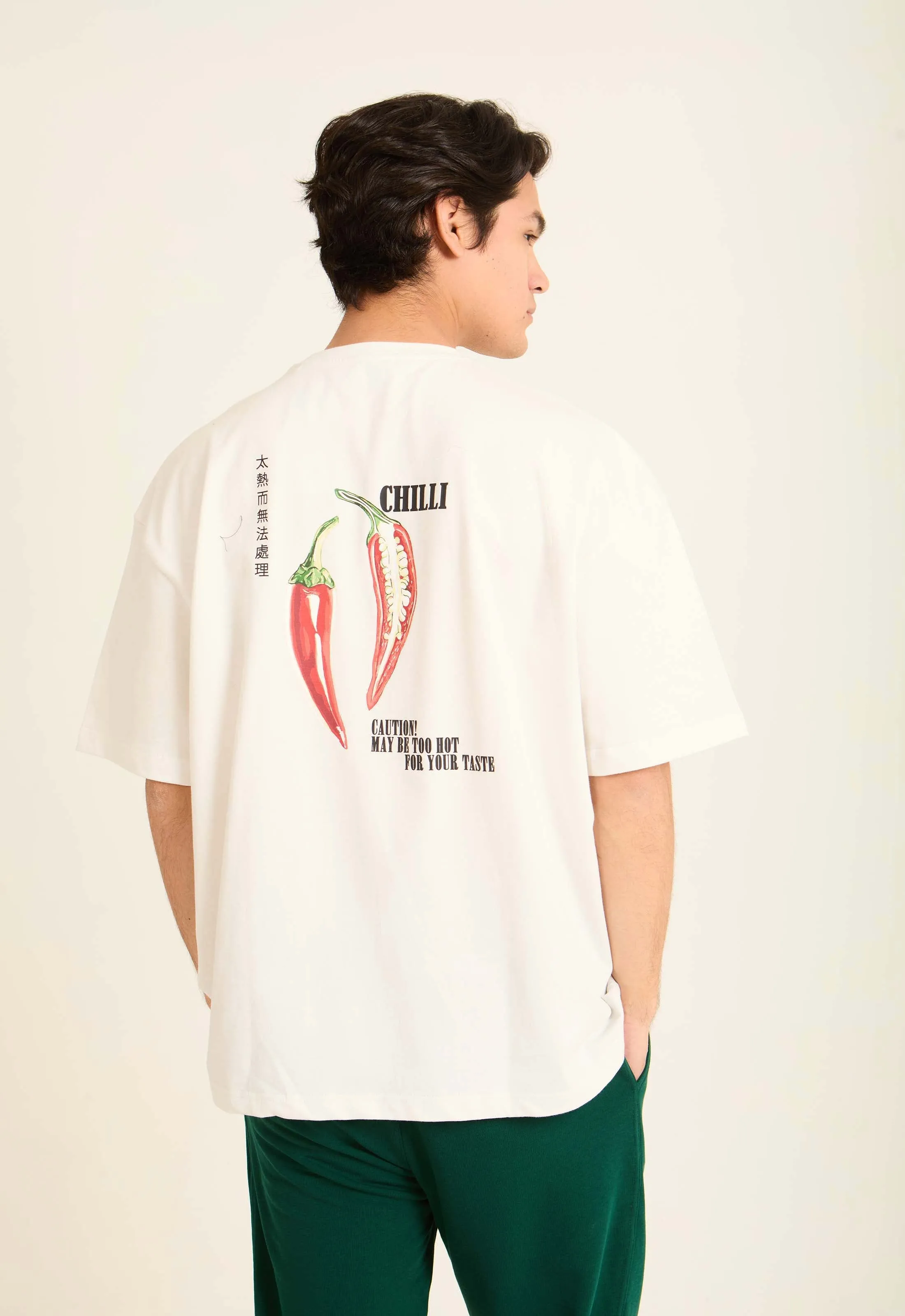 Men T-Shirt OversizedPrinted  Off White