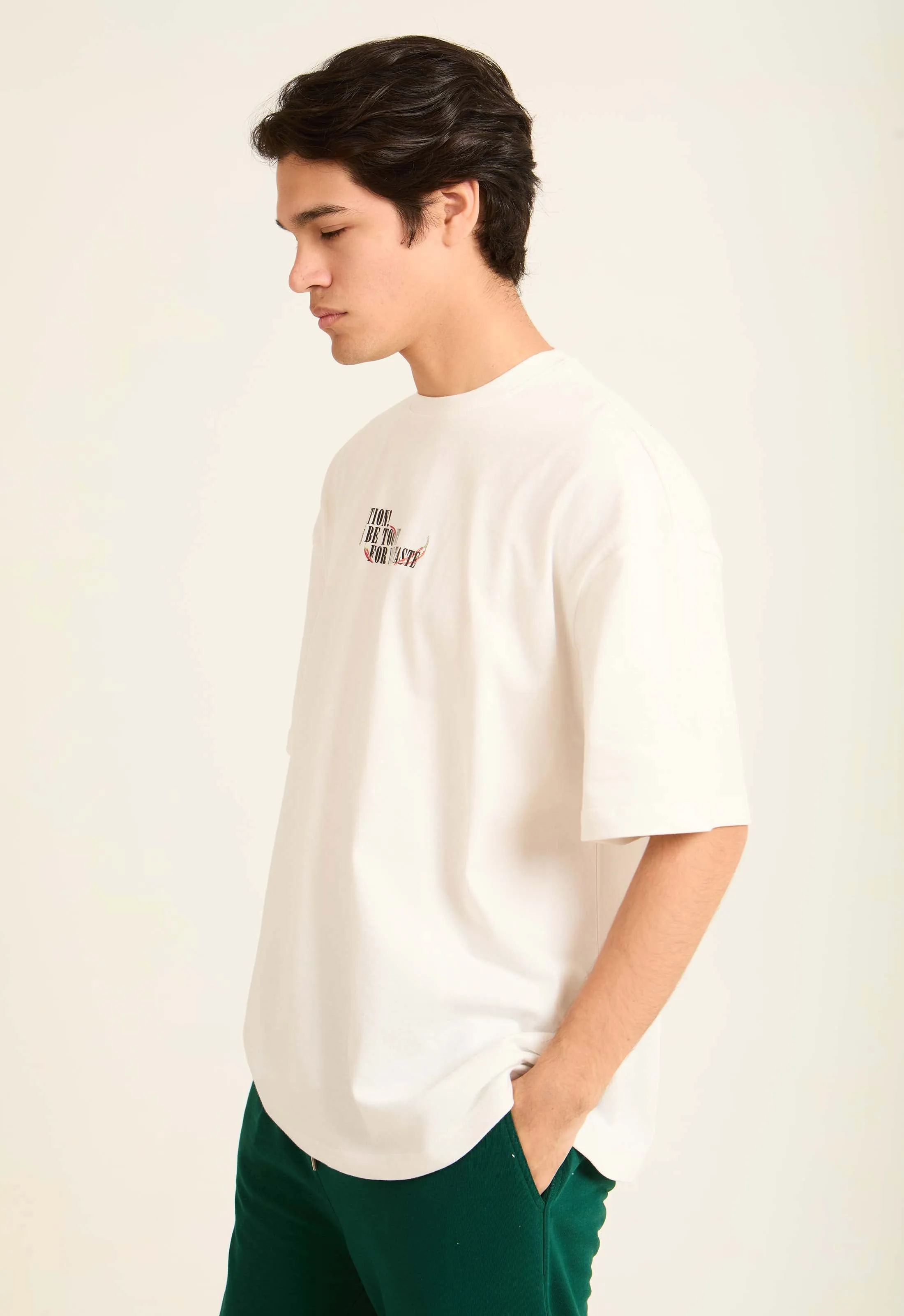 Men T-Shirt OversizedPrinted  Off White