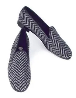 Misses Gray and Black Herringbone Needlepoint Loafer | Designs by Lillie