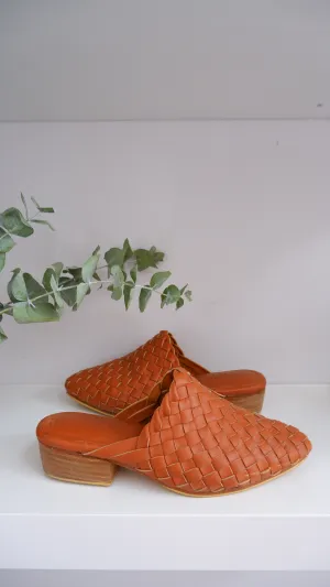 Miuccia Handwoven Goatskin Leather Mules - 38