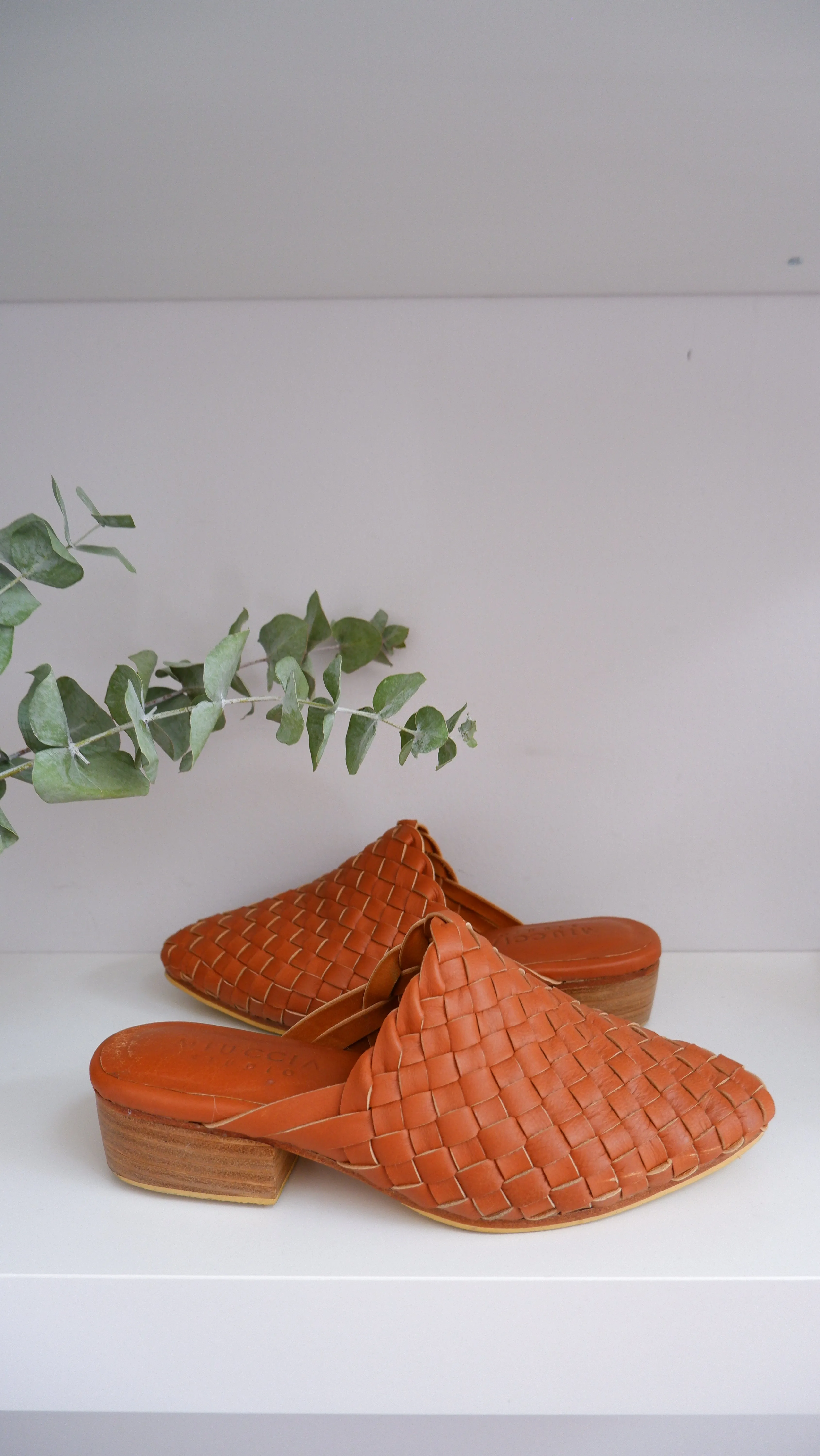 Miuccia Handwoven Goatskin Leather Mules - 38