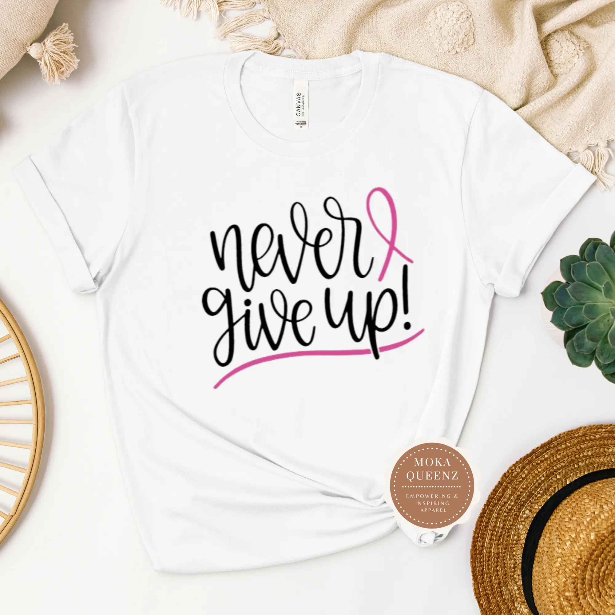 Never Give Up Breast Cancer Shirt