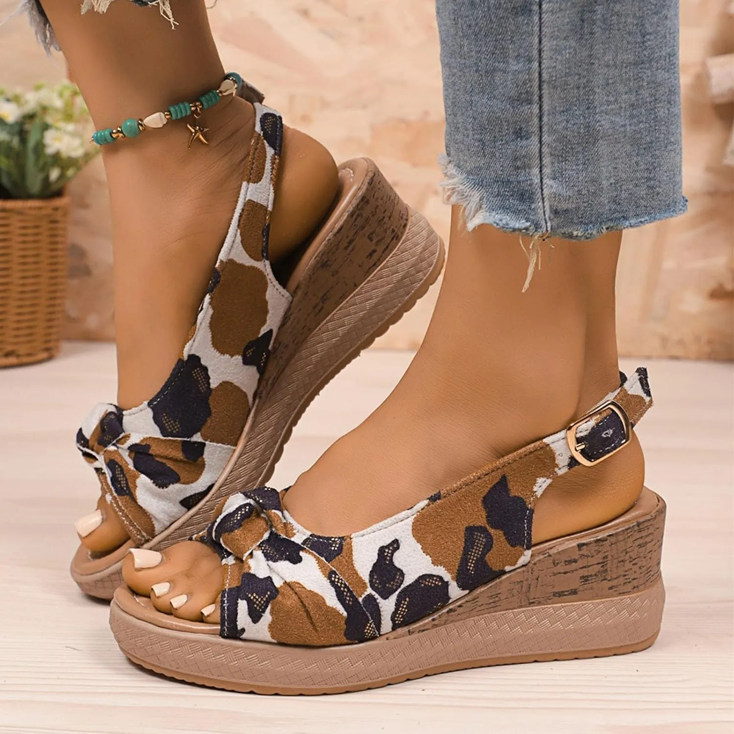 Orthopedic Sandals for Women,Casual Comfort Breathable Open Toe Mesh Thick Sole Backless Sandals 2025 Summer Comfortable Memory Foam Non Slip Beach Ankle Strap Platform Shoes