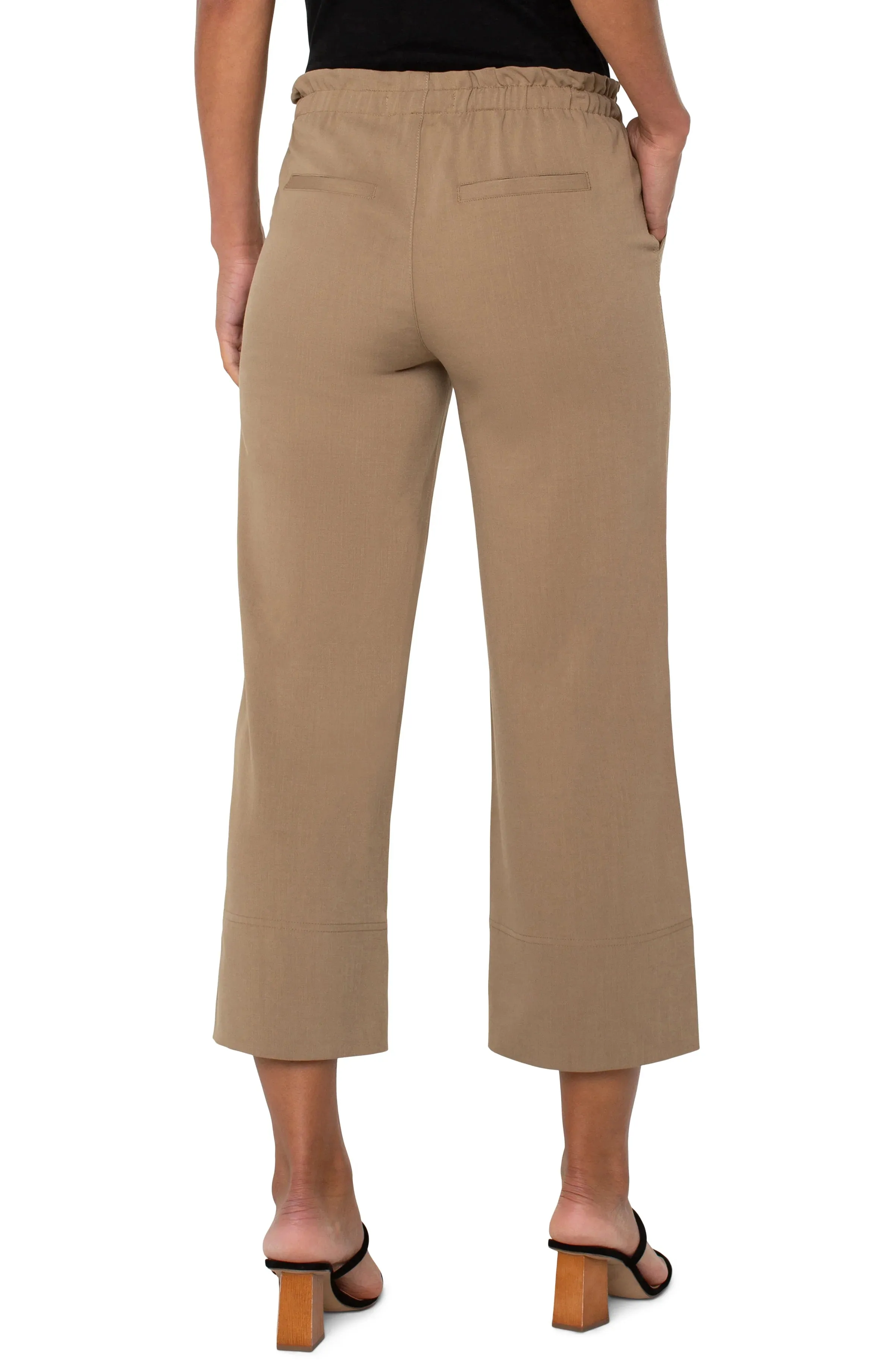 Pull-on Tie Waist Wide Leg Ankle - Sand | Liverpool