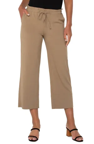 Pull-on Tie Waist Wide Leg Ankle - Sand | Liverpool