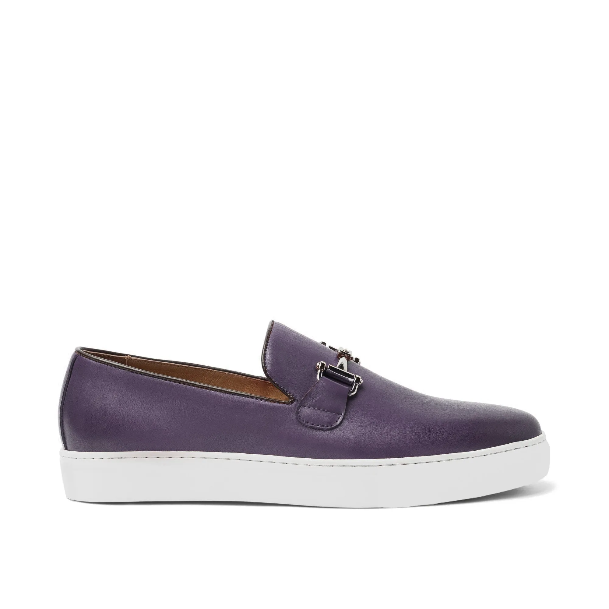 Purple Leather Alvin Horse Bit Slip On Sneakers