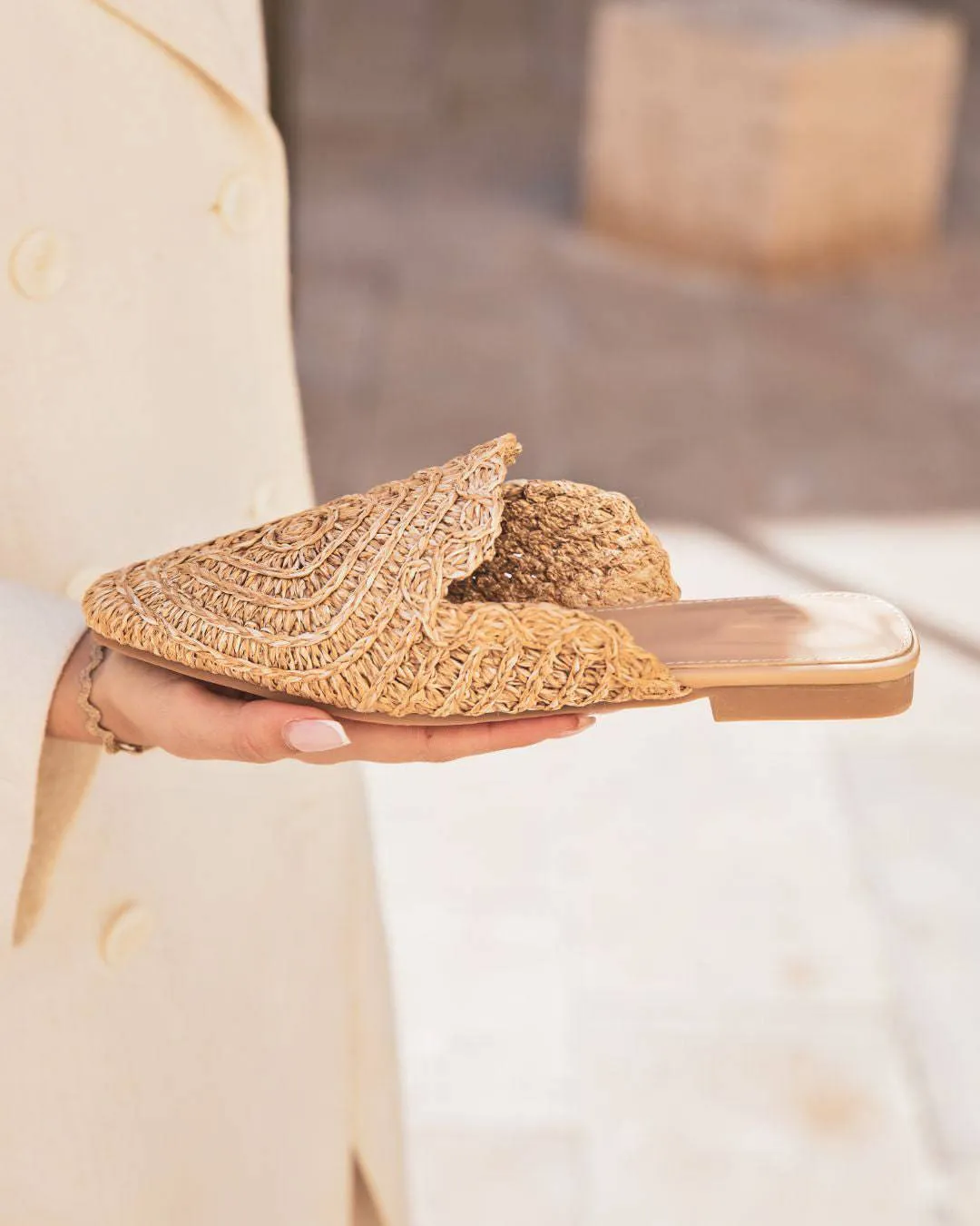 Sandale femme plate mule taupe - Marina