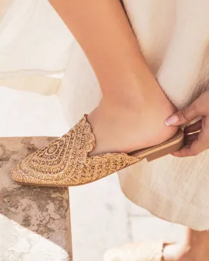 Sandale femme plate mule taupe - Marina