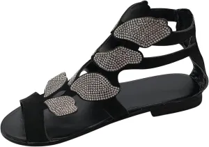Summer Sandals For Women 2025,Women's Flat Sandals Rhinestone Dressy Open Toe Ankle Strap Comfortable Low Heel Vacation Sandal Casual Footwear Boho Sexy Beach Shoes for Oceanside Holiday Outdoor