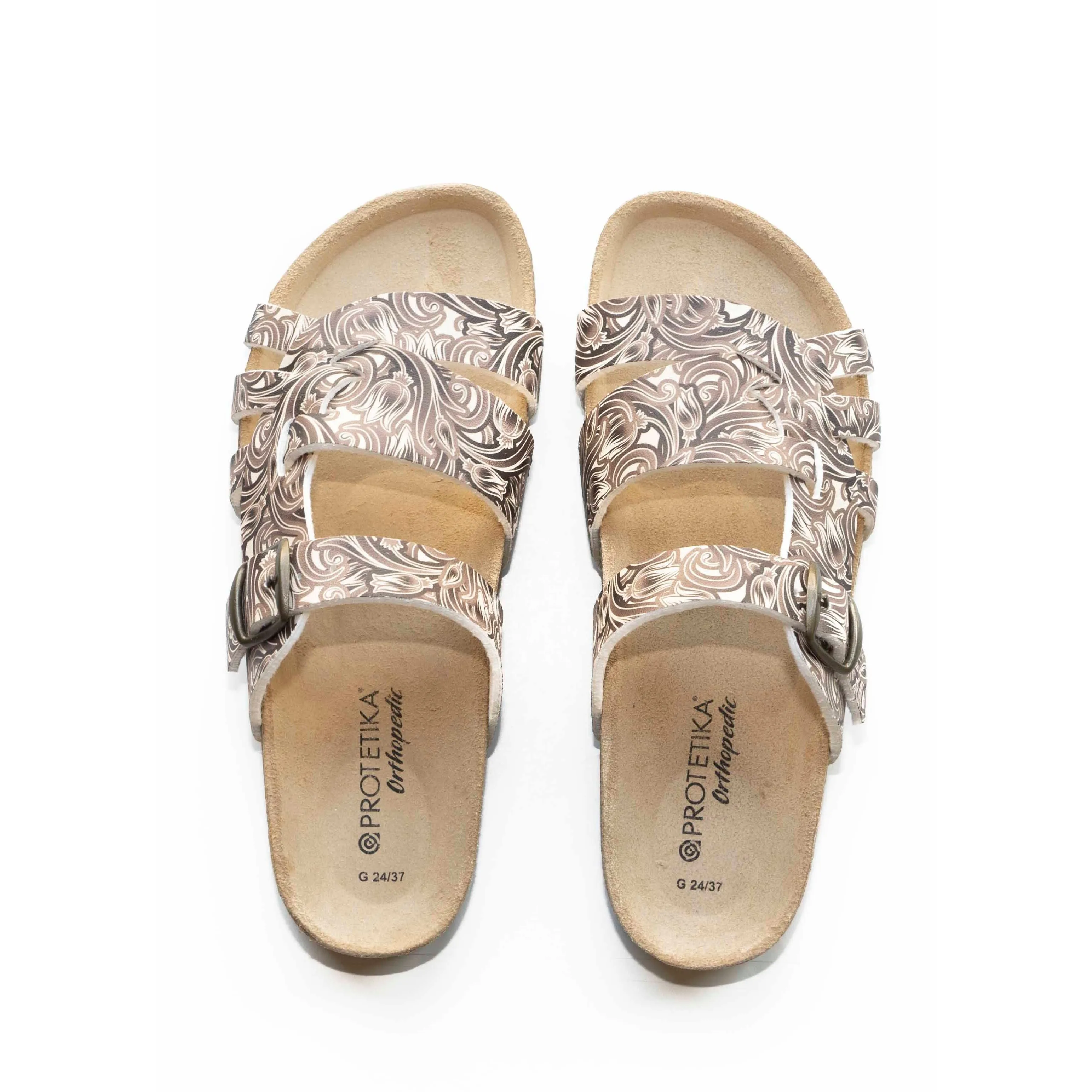 T90: colour 40 - white brown ladies orthotic sandals