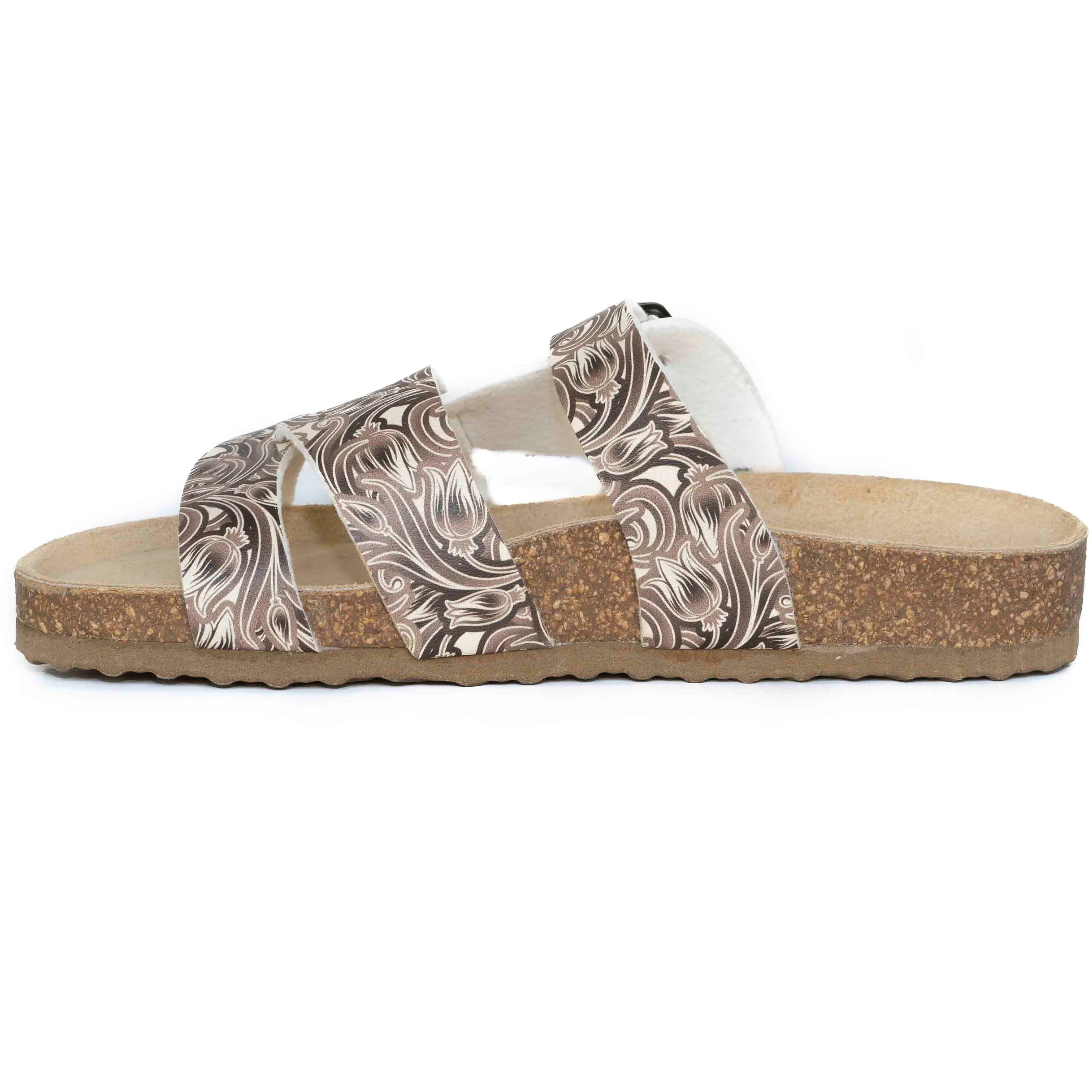 T90: colour 40 - white brown ladies orthotic sandals